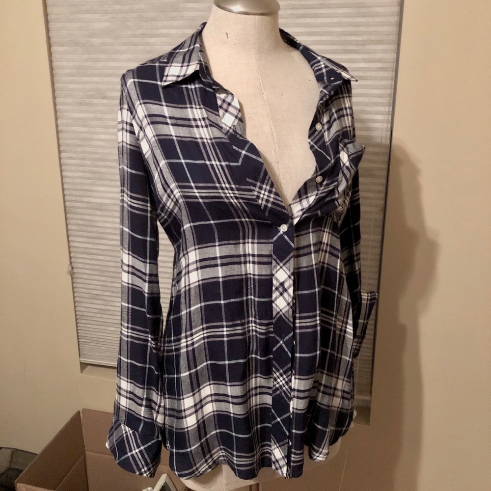Maternity plaid button down
